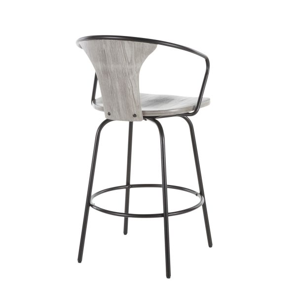 Waco Industrial Grey Wood and Black Metal Counter Stool 3