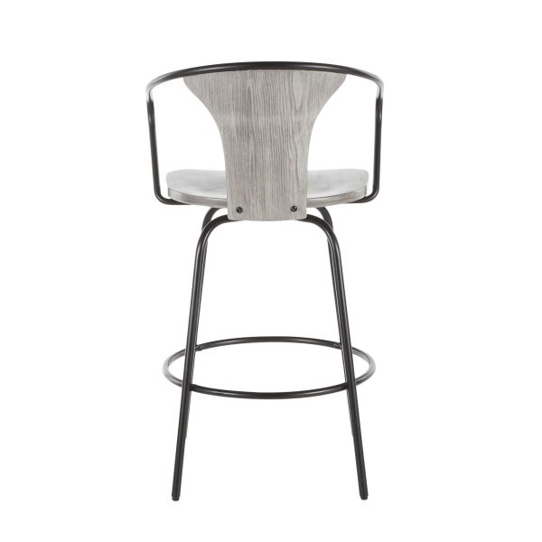 Waco Industrial Grey Wood and Black Metal Counter Stool 4