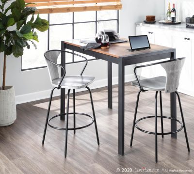 Waco Industrial Grey Wood and Black Metal Counter Stool