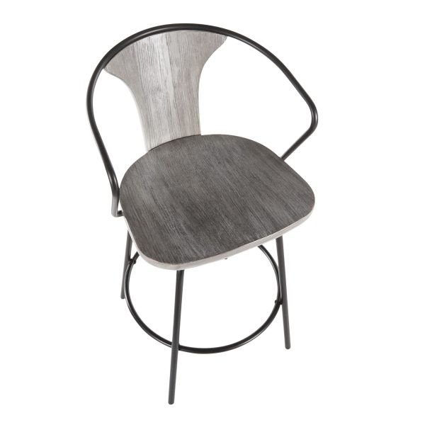 Waco Industrial Grey Wood and Black Metal Counter Stool 6