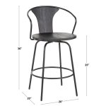 Waco Industrial Grey Wood and Black Metal Counter Stool 17 Waco Industrial Grey Wood and Black Metal Counter Stool