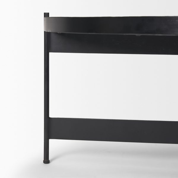 Wade Travertine Marble w Matte Black Metal Coffee Tables 10