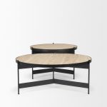 Wade Travertine Marble w/ Matte Black Metal Coffee Tables