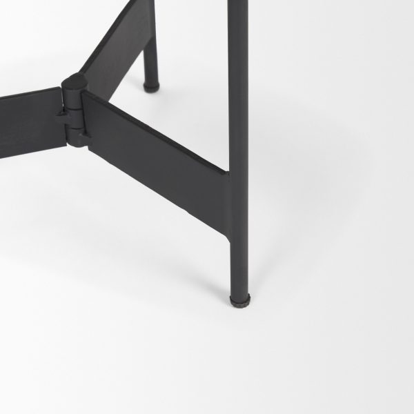 Wade Travertine Marble w Matte Black Metal End Tables 10