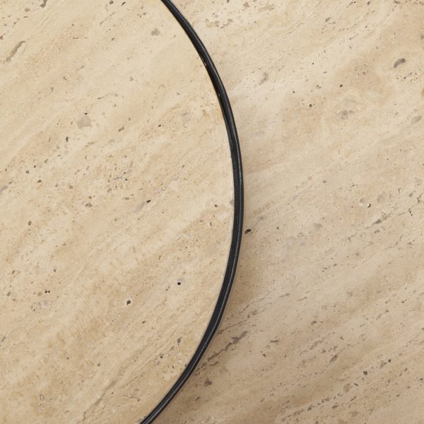 Wade Travertine Marble w Matte Black Metal End Tables 8