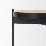 Wade Travertine Marble w/ Matte Black Metal End Tables