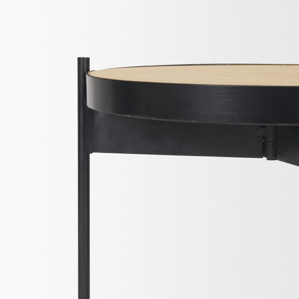 Wade Travertine Marble w Matte Black Metal End Tables 9