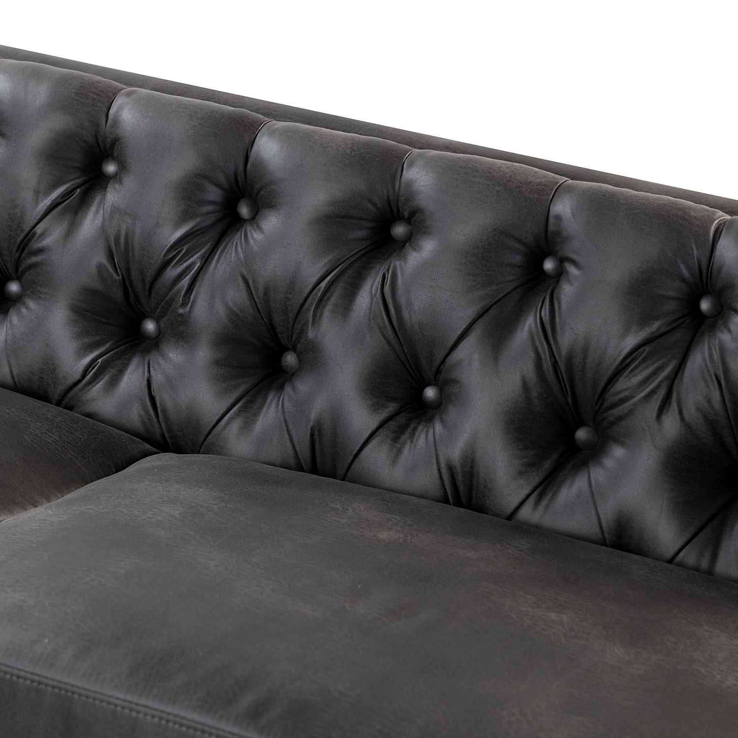 Wales Charcoal Mid-Century Modern Leathaire Fabric Sofa 5 Wales Charcoal Mid-Century Modern Leathaire Fabric Sofa - Image 5