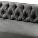 Wales Mid-Century Modern Grey Leathaire Fabric 84-Inch Button-Tufted Sofa 10 Wales Mid-Century Modern Grey Leathaire Fabric 84-Inch Button-Tufted Sofa