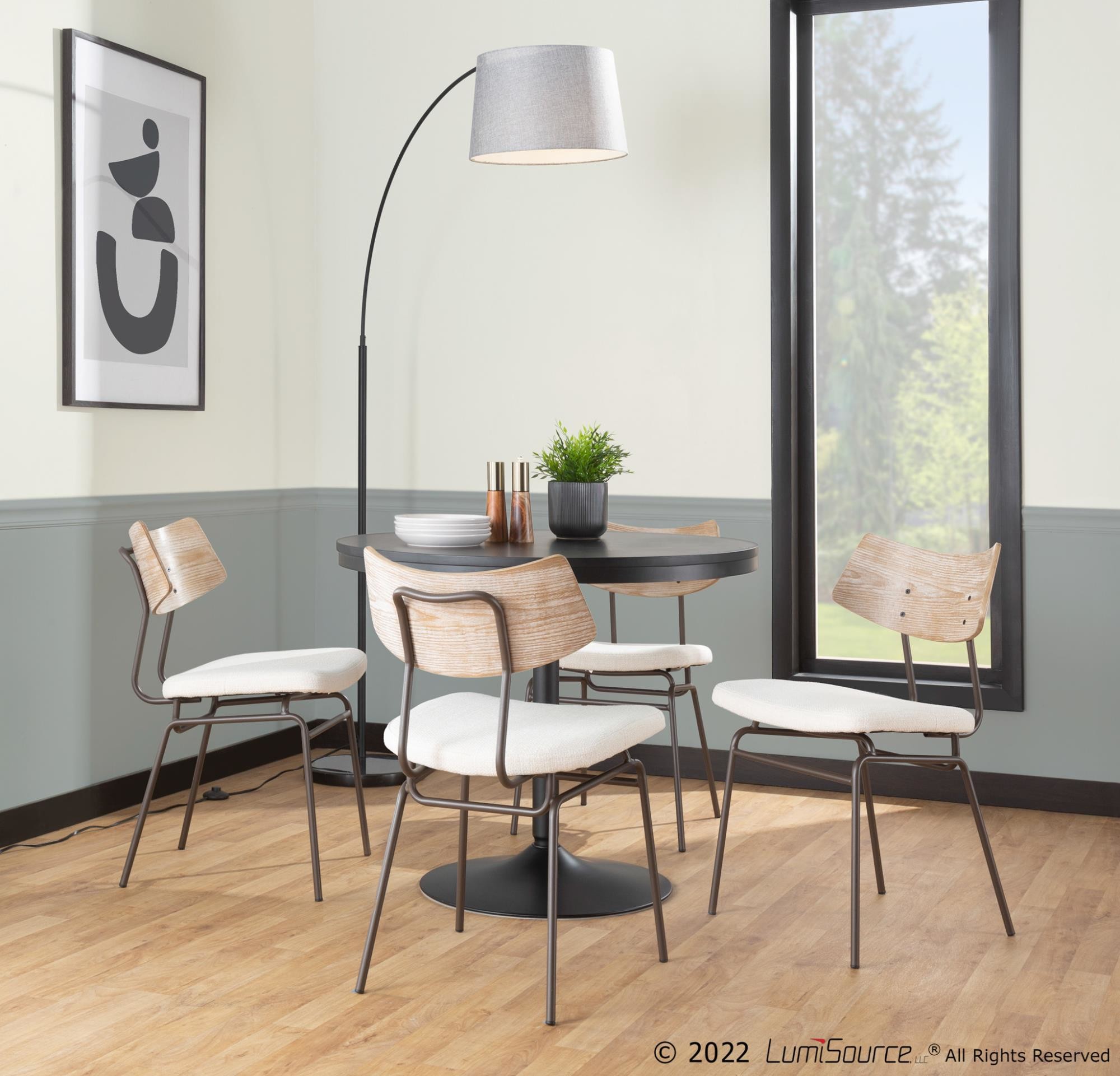 Walker Cream Noise Mid-Century Modern Dining Chairs (Set of 2) 2 Walker Cream Noise Mid-Century Modern Dining Chairs (Set of 2) - Image 2