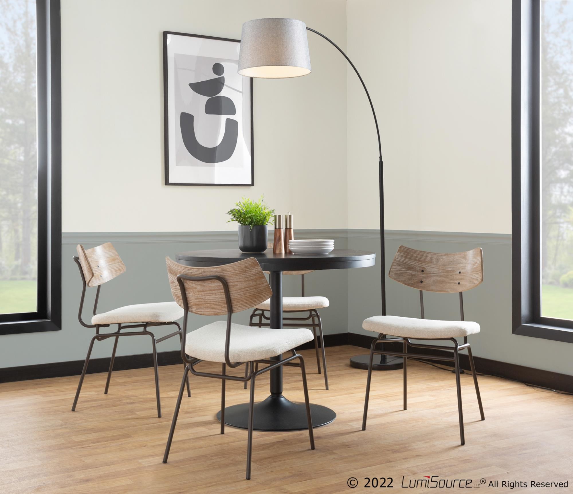 Walker Cream Noise Mid-Century Modern Dining Chairs (Set of 2) 1 Walker Cream Noise Mid-Century Modern Dining Chairs (Set of 2)
