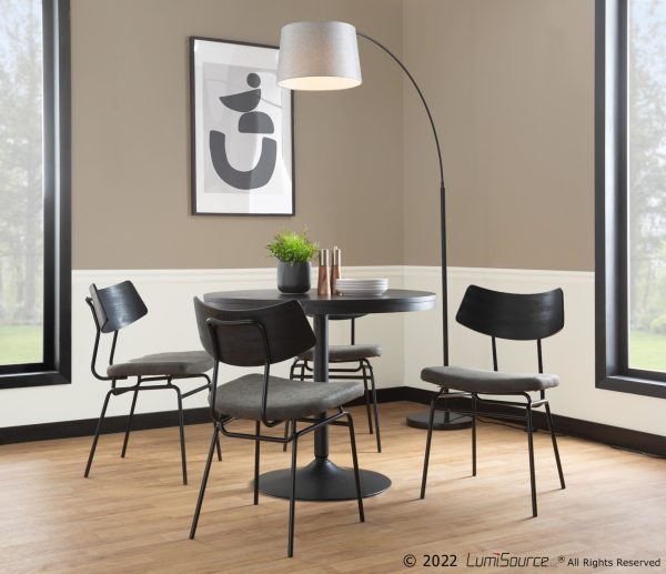 Walker Mid Century Modern Black Dining Chairs Dark Grey Set of 2 1