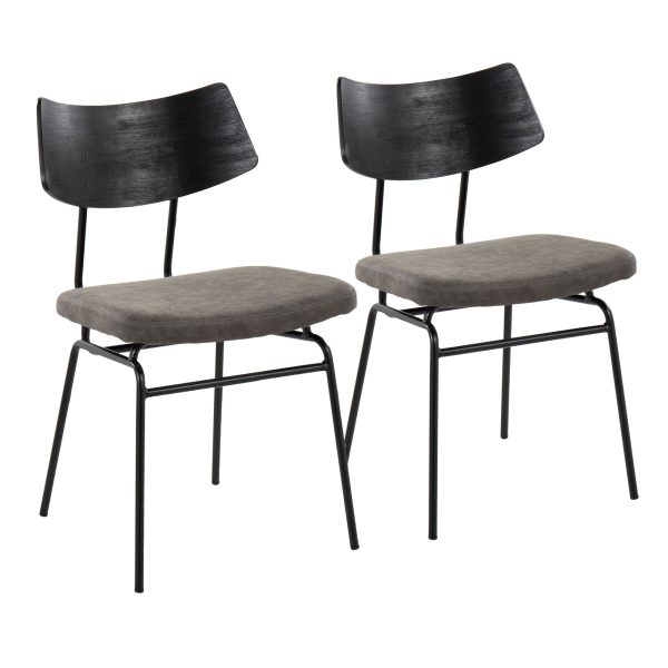 Walker Mid Century Modern Black Dining Chairs Dark Grey Set of 2 3