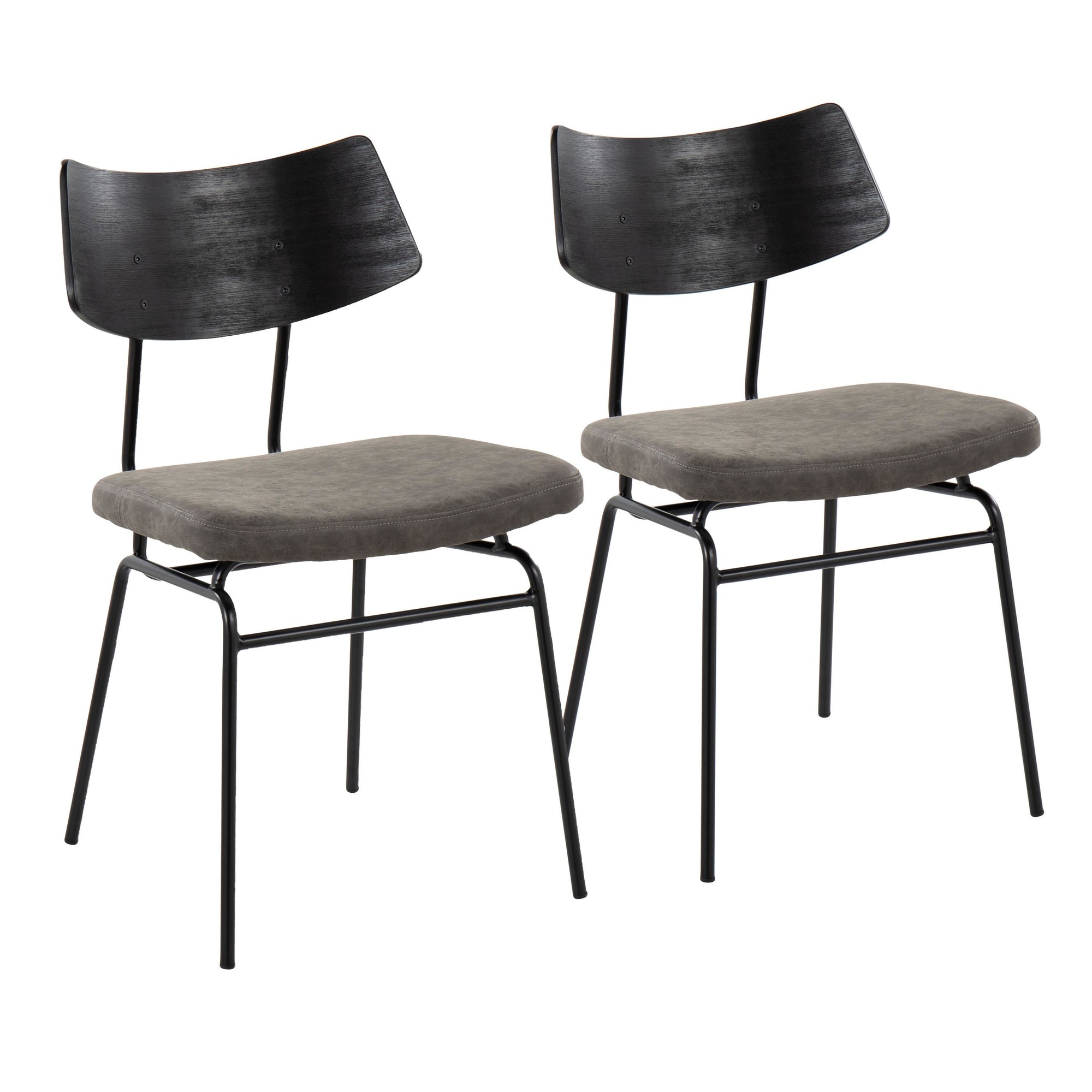 Walker Mid-Century Modern Black Dining Chairs Dark Grey (Set of 2) 4 Walker Mid-Century Modern Black Dining Chairs Dark Grey (Set of 2) - Image 4
