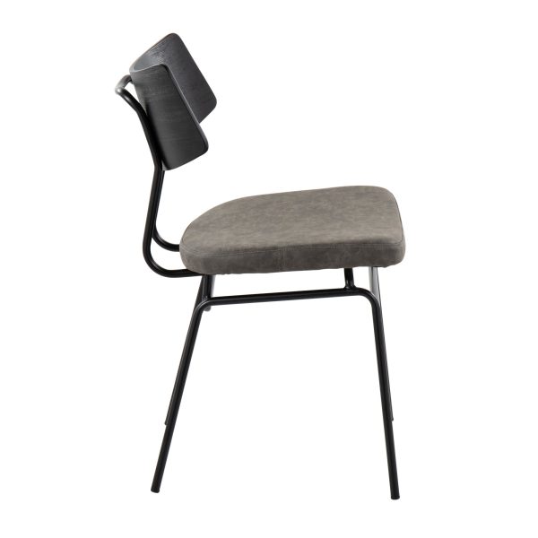 Walker Mid Century Modern Black Dining Chairs Dark Grey Set of 2 5