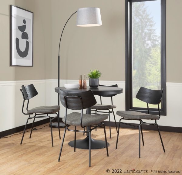 Walker Mid Century Modern Black Dining Chairs Dark Grey Set of 2