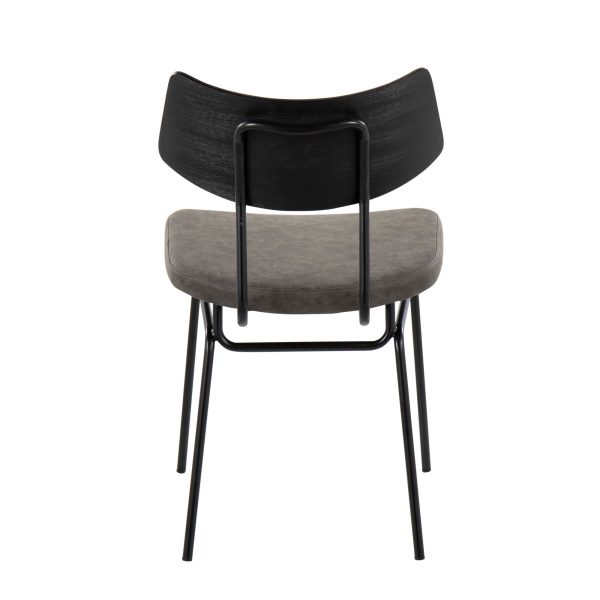 Walker Mid Century Modern Black Dining Chairs Dark Grey Set of 2 7