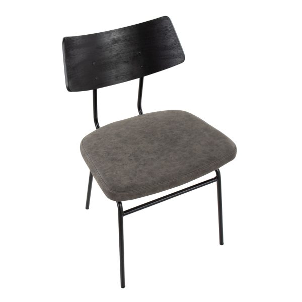 Walker Mid Century Modern Black Dining Chairs Dark Grey Set of 2 9