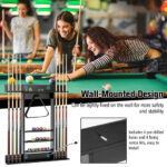 Wall-Mounted Pine Wood Billiards Pool Cue Rack with Shelves