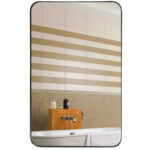 Wall-Mounted Rectangular Mirror with Metal Frame Rounded Corners