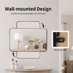 Wall-Mounted Rectangular Mirror with Metal Frame Rounded Corners