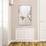 Wall-Mounted Rectangular Mirror with Metal Frame Rounded Corners
