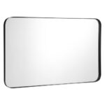 Wall-Mounted Rectangular Mirror with Metal Frame Rounded Corners