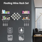 Wall Mounted Wine Rack with Shelves and Glass Storage (Set of 5)
