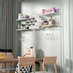 Wall Mounted Wine Rack with Shelves and Glass Storage (Set of 5)