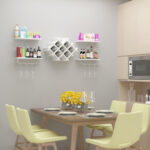 Wall Mounted Wine Rack with Shelves and Glass Storage (Set of 5)