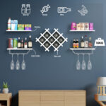 Wall Mounted Wine Rack with Shelves and Glass Storage (Set of 5)