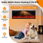Wall Mounted and Recessed Electric Fireplace with Adjustable Colors