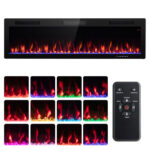 Wall Mounted and Recessed Electric Fireplace with Adjustable Colors