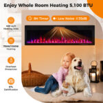Wall Mounted and Recessed Electric Fireplace with Adjustable Colors