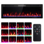 Wall Mounted and Recessed Electric Fireplace with Adjustable Colors