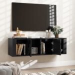 Floating Wall Mounted 2 Door Desk Hutch with Storage Shelves 15 Floating Wall Mounted 2 Door Desk Hutch with Storage Shelves