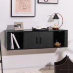 Floating Wall Mounted 2 Door Desk Hutch with Storage Shelves 16 Floating Wall Mounted 2 Door Desk Hutch with Storage Shelves