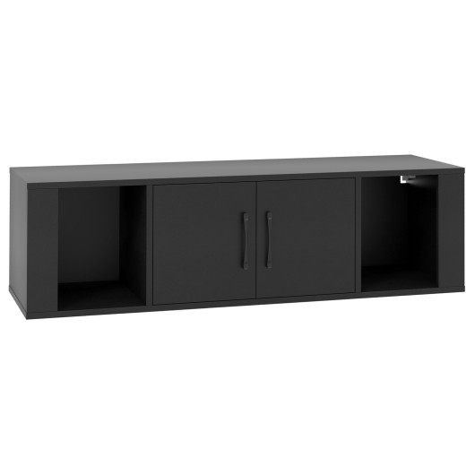 Floating Wall Mounted 2 Door Desk Hutch with Storage Shelves 3 Floating Wall Mounted 2 Door Desk Hutch with Storage Shelves - Image 3