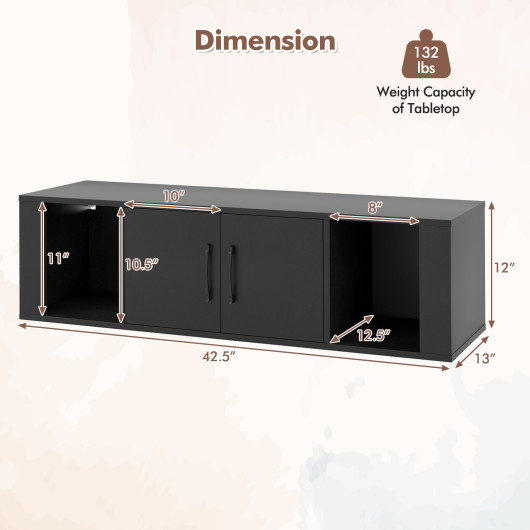 Floating Wall Mounted 2 Door Desk Hutch with Storage Shelves 5 Floating Wall Mounted 2 Door Desk Hutch with Storage Shelves - Image 5