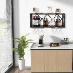 Wall Mounted Wine Rack with Shelf for 39 Bottles and Glasses 8 Wall Mounted Wine Rack with Shelf for 39 Bottles and Glasses