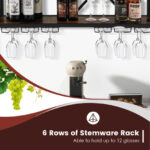 Wall Mounted Wine Rack with Shelf for 39 Bottles and Glasses 14 Wall Mounted Wine Rack with Shelf for 39 Bottles and Glasses