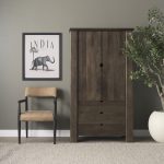 Wallen Solid Dark Brown Wood Curio Cabinet