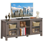 Walnut TV Stand for TVs up to 65 Inches with Storage