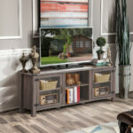 Walnut TV Stand for TVs up to 65 Inches with Storage