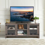 Walnut TV Stand for TVs up to 65 Inches with Storage