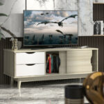 Walnut TV Stand with Storage for TVs up to 60 Inches