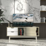Walnut TV Stand with Storage for TVs up to 60 Inches