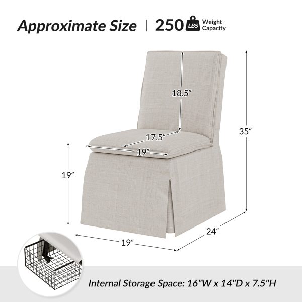 Walter Ivory Farmhouse Dining Chair with Storage and Casters 4