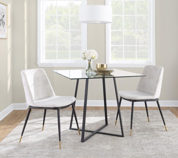 Wanda Beige Velvet Black Gold Contemporary Accent Chairs Set of 2 2