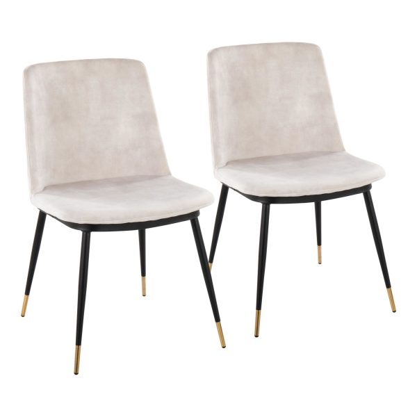 Wanda Beige Velvet Black Gold Contemporary Accent Chairs Set of 2 3